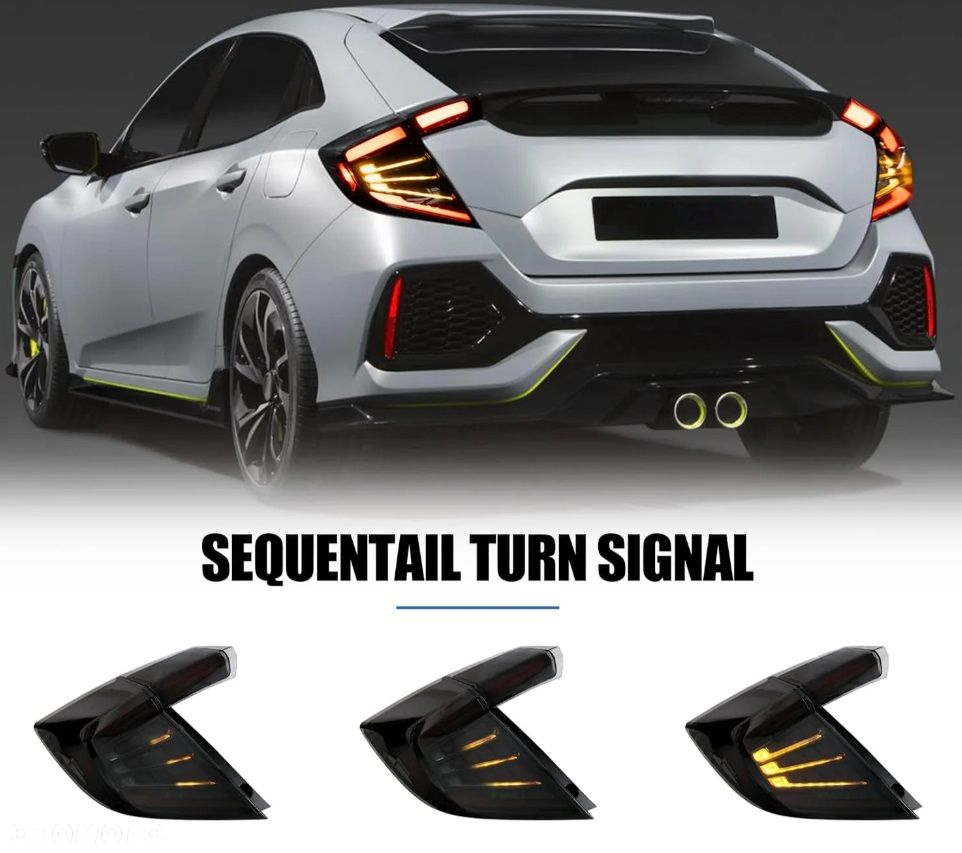 Lampy tyl ne kpl Vland Led Neon Diody Tuning Black Honda Civic X 10 16- HB - 7