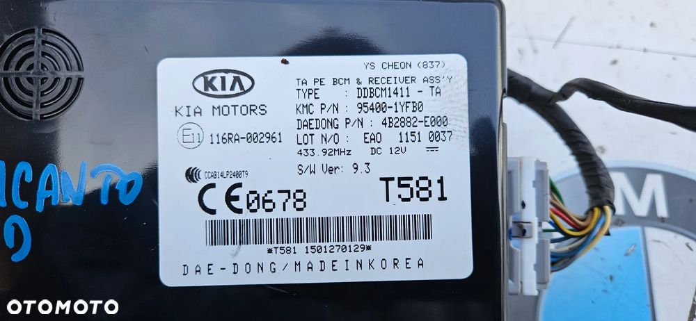 Kia Picanto II 2 2011- Moduł komfortu Sterownik BCM 95400-1YFB0 Wersja 5 drzwi Europa - 6