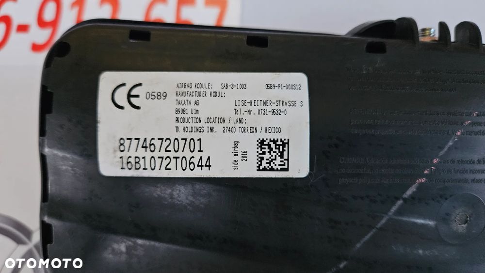 BMW X5 F15 X6 F16 Poduszka fotela lewego Airbag lewy 87746720701 - 2