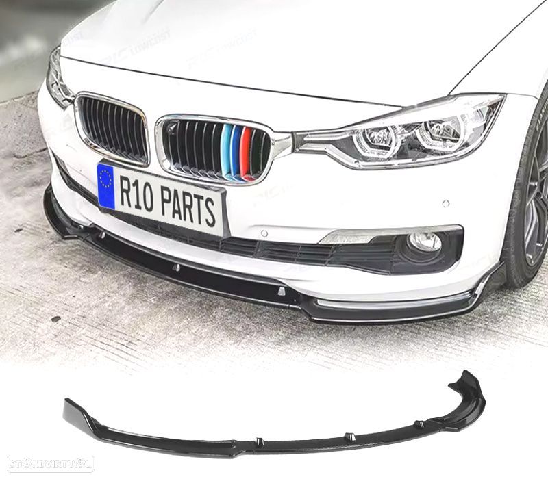 SPOILER LIP FRONTAL BMW F30 F31 PRETO BRILHANTE - 1