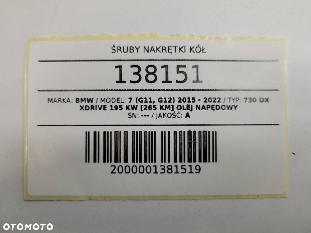 ŚRUBY KÓŁ 17 M14X1.25 DŁUGOŚĆ GWINTU 27MM I 24MM BMW 7 G11 G12 KOMPLET - 8