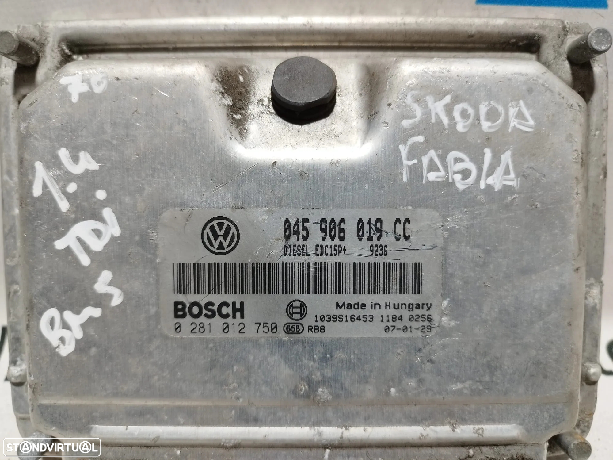 CENTRALINA ECU MOTOR SKODA FABIA 1.4 TDI 80 CV 045906019CC  0281012750  E2-A1-23-1 BNV - 3