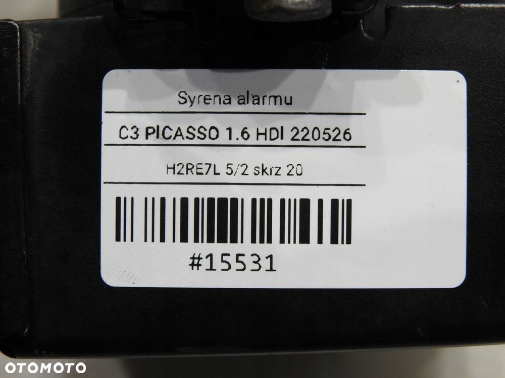SYRENA ALARMU ALARM CITROEN C3 PICASSO 9666808580 - 6