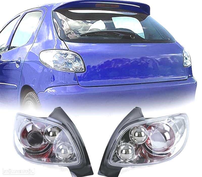 FAROLINS TRASEIROS PEUGEOT 206 98-09 CROMADO - 1