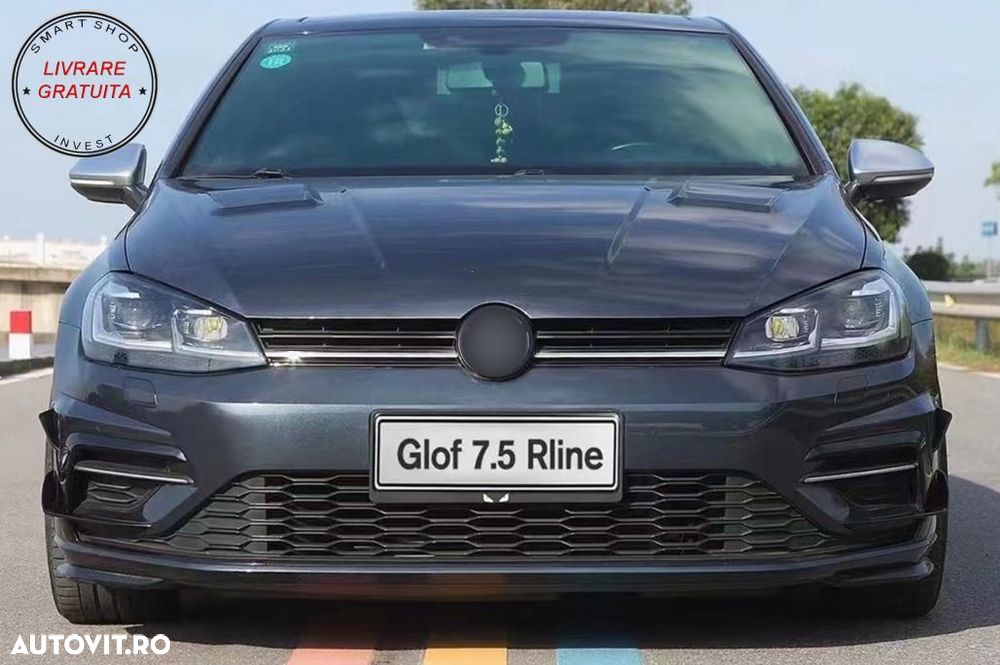 Ornamente bara fata flapsuri VW Golf 7.5 R Hatchback (2017-2020) Negru Lucios- livrare gratuita - 8