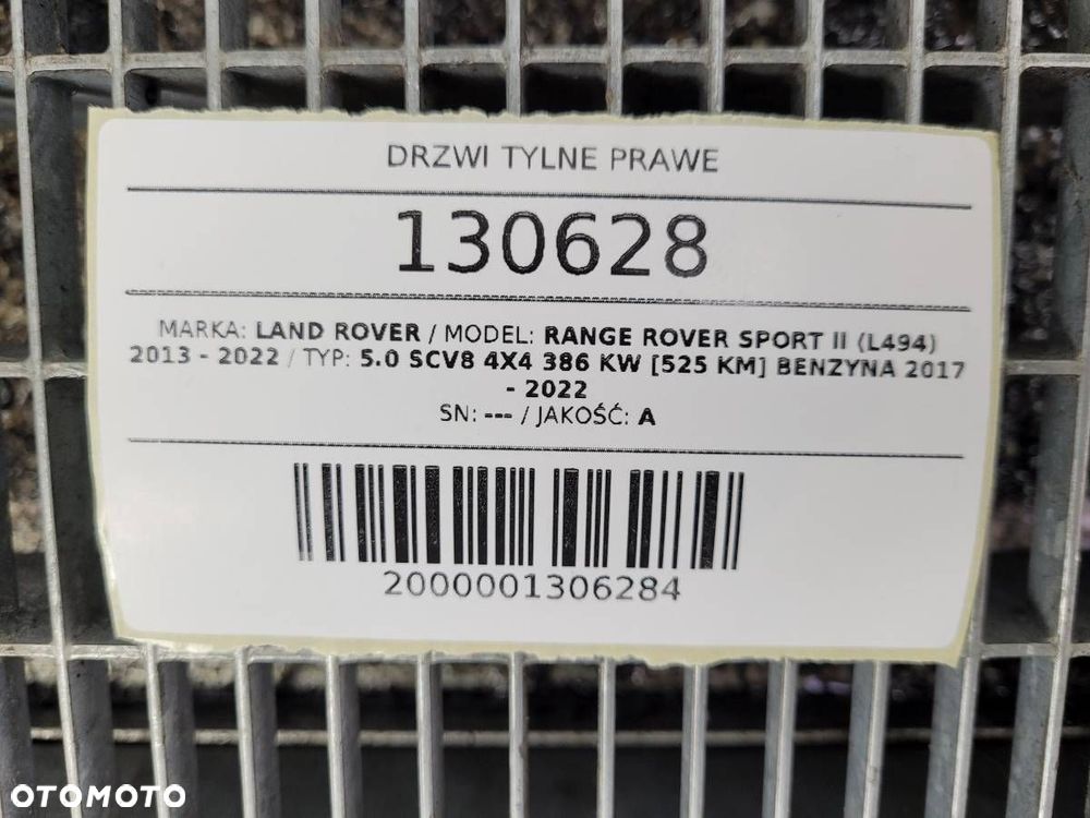 DRZWI TYŁ TYLNE PRAWE KOMPLETNE RANGE ROVER SPORT II L494 LKT - 22