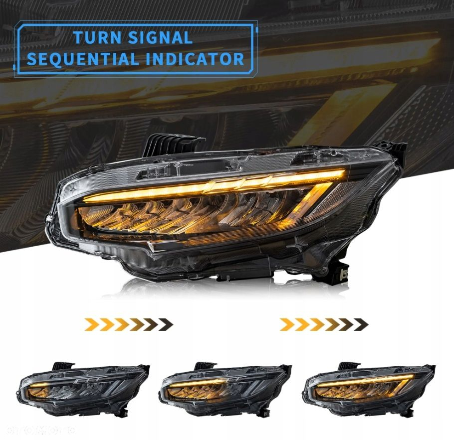 Reflektor Lampa kpl Vland Full Led Neon Tuning Honda Civic X 10 2016-2021 - 4