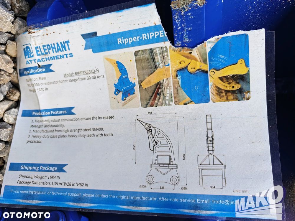 Nowy zrywak do koparki Elephant Ripper 336D-N Miller fi 100 90 - 8