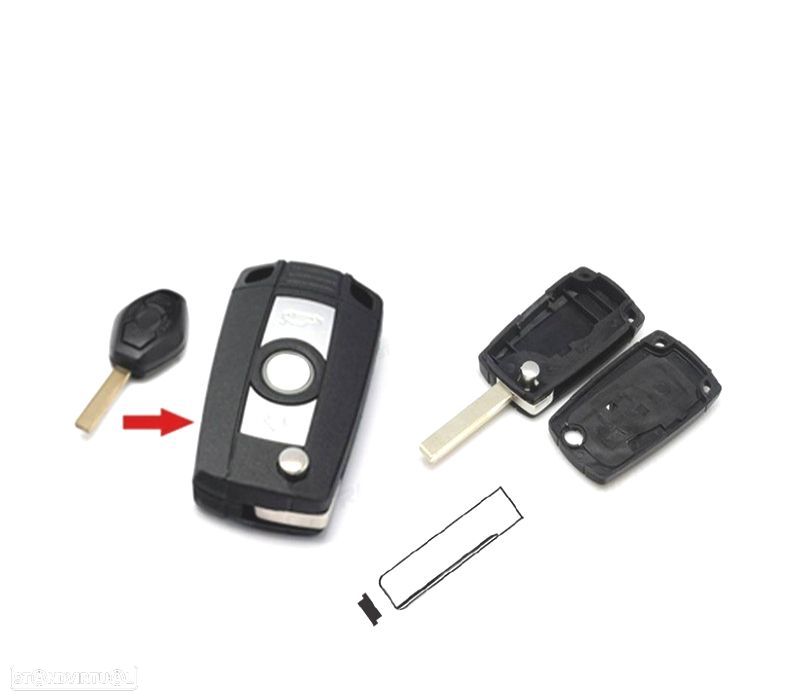 CARCAÇA CHAVES BMW QUADRADA LAMINA LISA + CHIP - 1