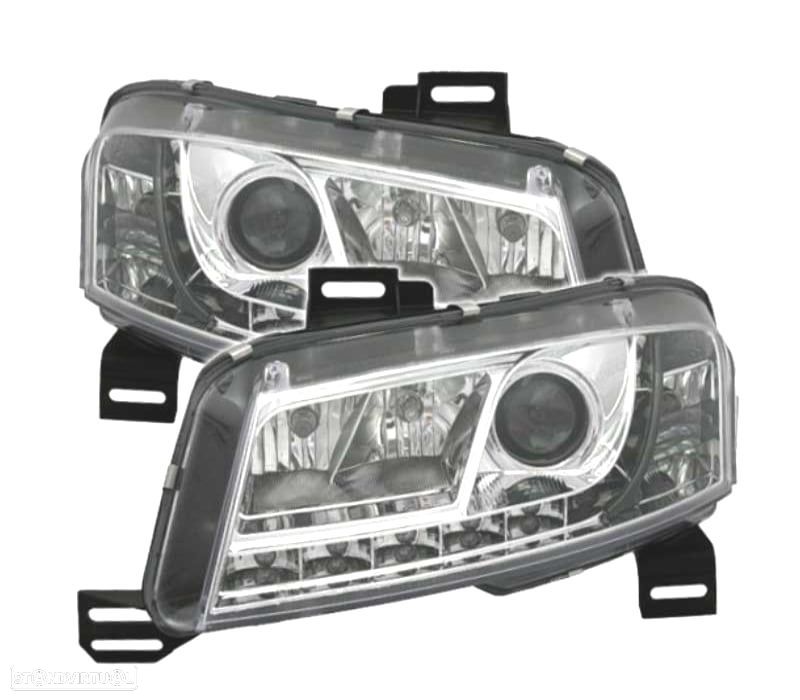 FARÓIS FIAT STILO 01-08 LUZ DIURNA FUNDO CROMADO - 1