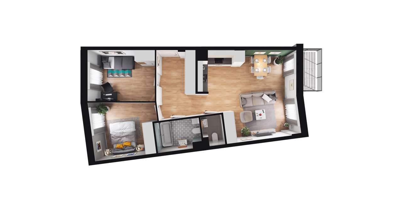 3-pokojowe mieszkanie 62m2 + balkon - Pełny obrazek: 3/12