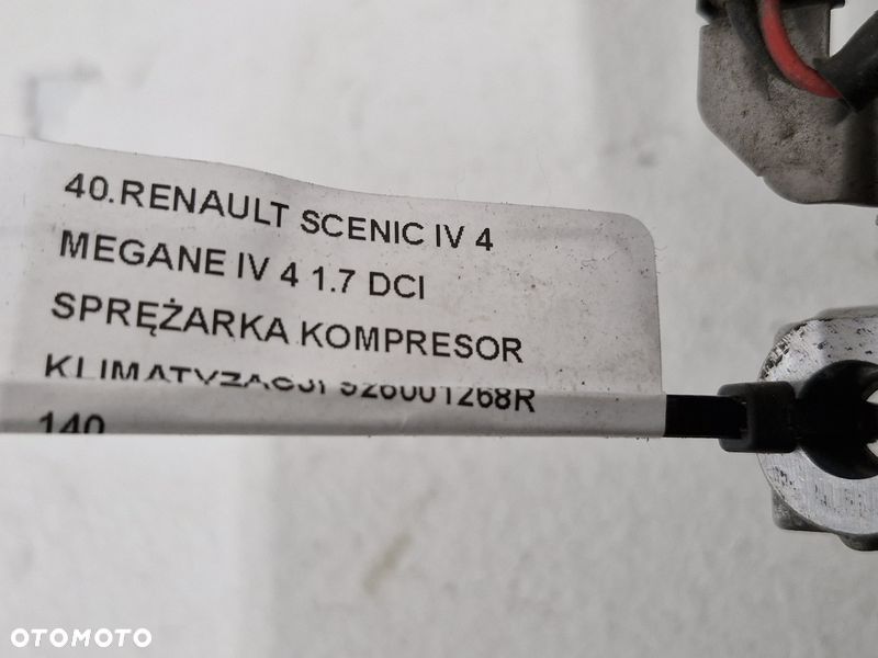 RENAULT SCENIC IV 4 MEGANE IV 4 1.7 DCI SPRĘŻARKA KOMPRESOR KLIMATYZACJI 926001268R - 5