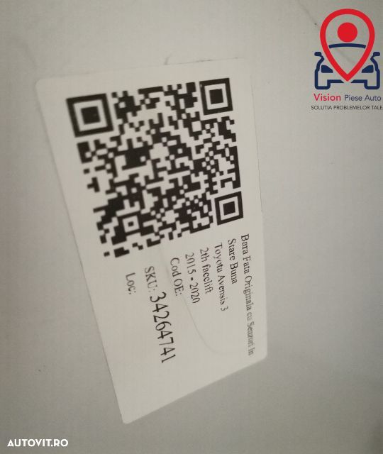 Bara Fata Originala cu Senzori In Stare Buna Toyota  Avensis  3 T27 2t - 8