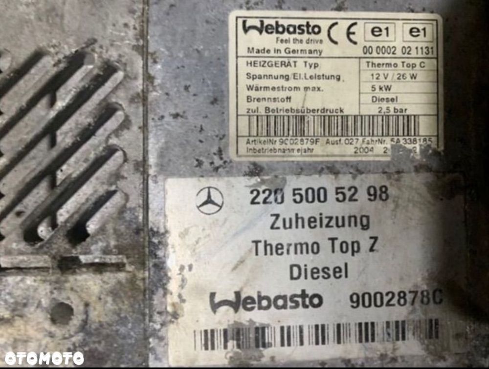 2205005298 ogrzewanie postojowe Webasto thermo top c - 2