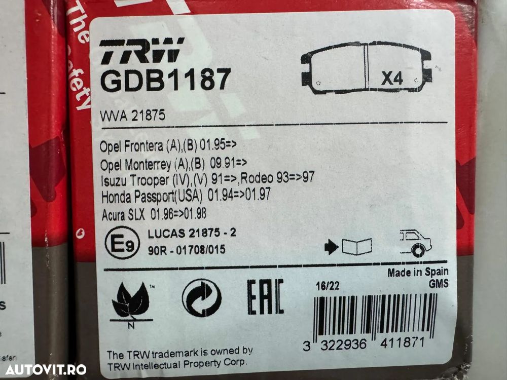 GDB1187 | Set Placute Frana | Opel Frontera A - 1