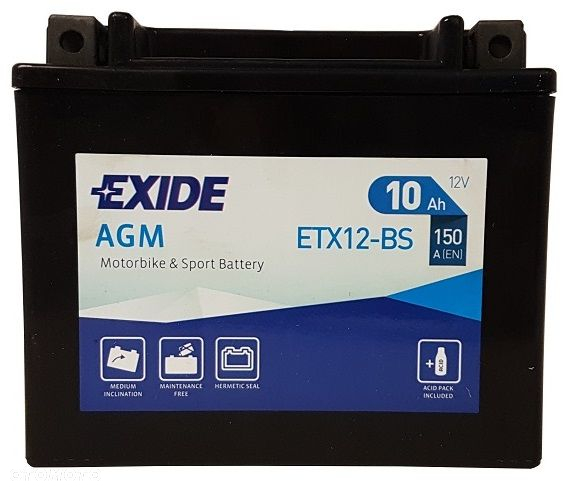 Akumulator EXIDE 12V 10Ah YTX12-BS, ETX12-BS Rybnik