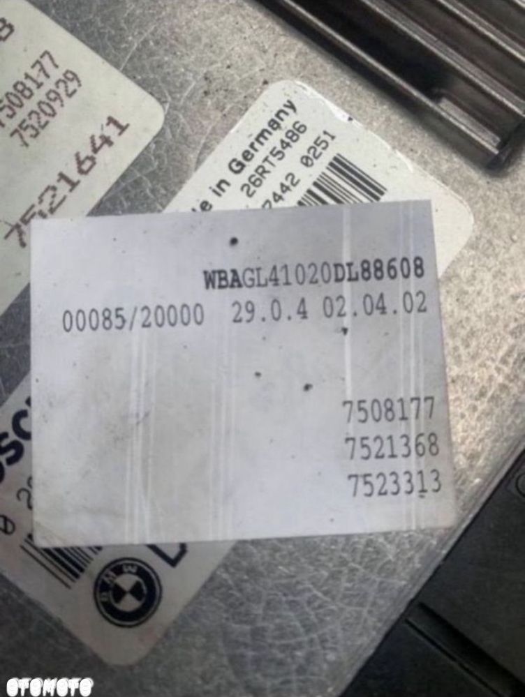 7508177 Komputer sterownik bmw 7 735i 3.6 8v e65 e66 7521368 - 2