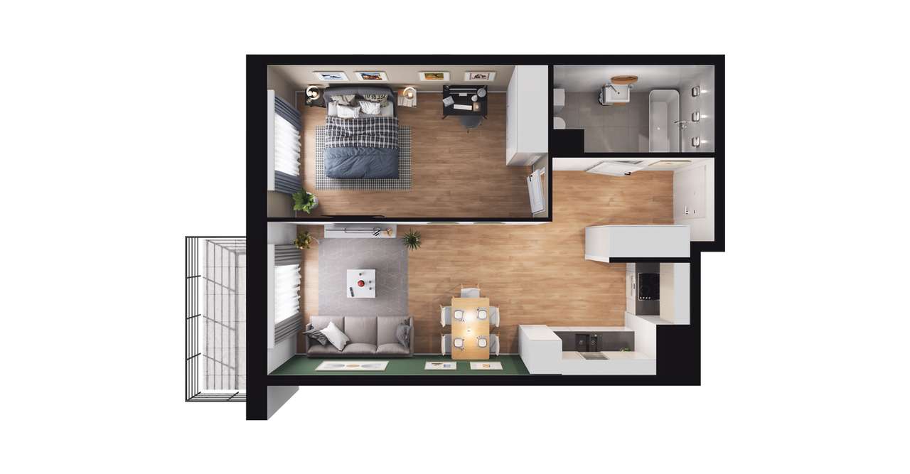 2-pokojowe mieszkanie 44m2 + balkon Bezpośrednio