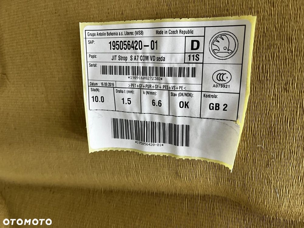 Podsufitka Skoda Octavia 3 III 12-20r. kombi 195056420-01 - 7