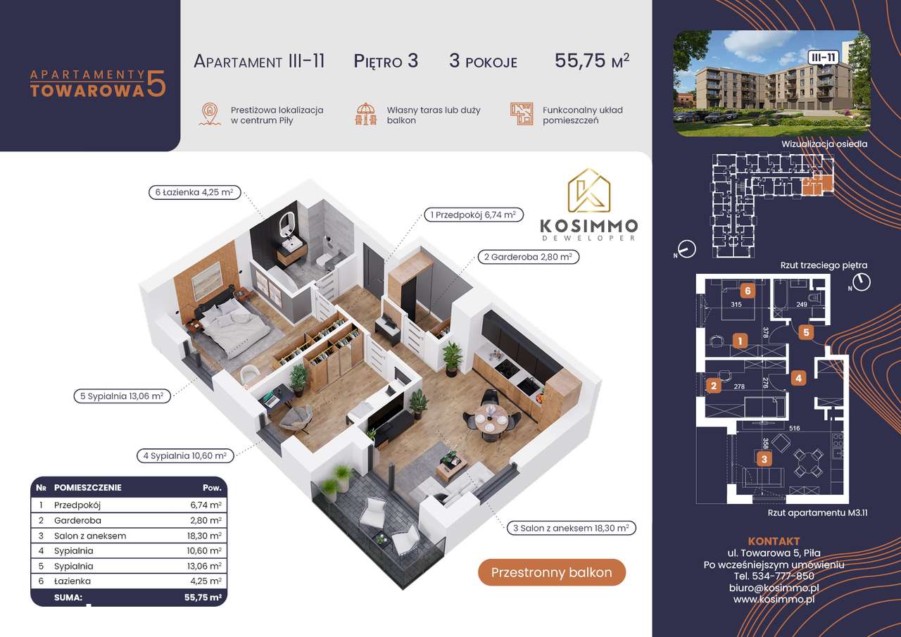 NOWA INWESTYCJA - Towarowa 5 - Centrum - 3 pokoje - ostatnie, 3 piętro