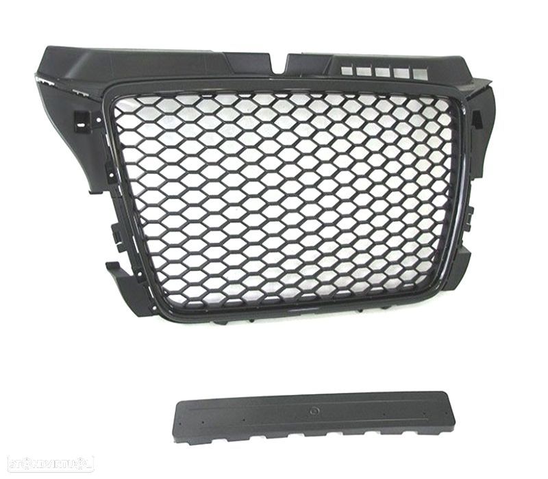 GRELHA FRONTAL AUDI A3 8P 08-12 PRETO BRILHANTE LOOK RS3 - 4