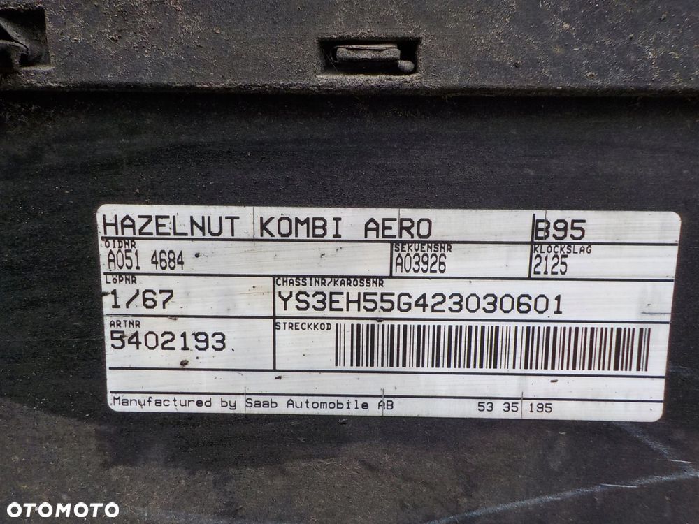 411 SAAB 9-5 I KOMBI AERO ZDERZAK TYŁ TYLNY - 3