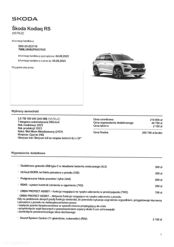 Skoda Kodiaq 2.0 TSI 4x4 RS DSG 7os - 12