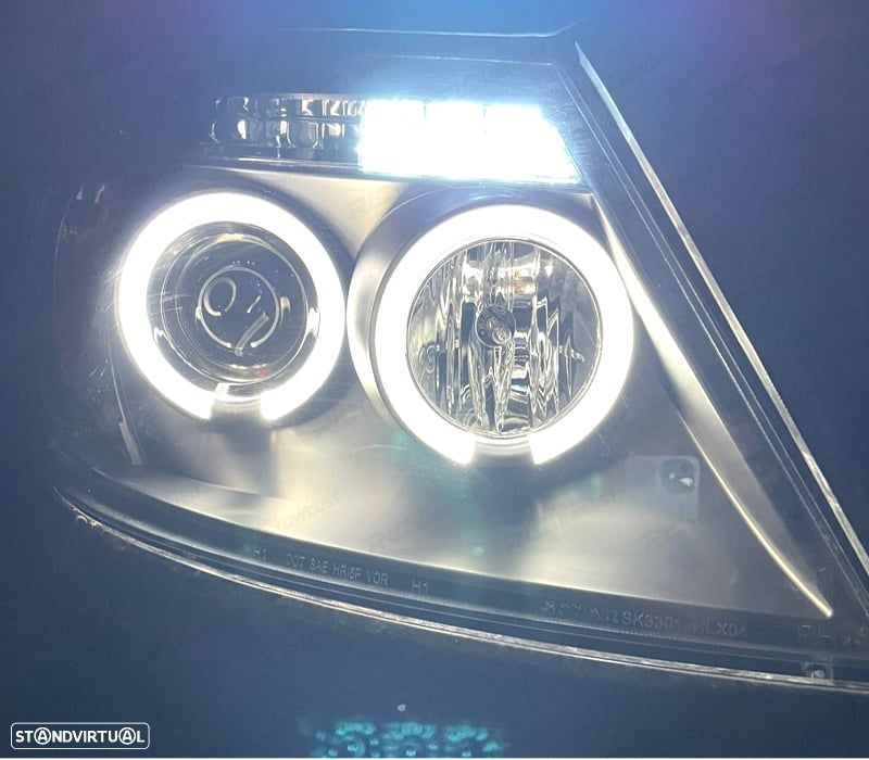 FARÓIS PARA TOYOTA HILUX 05-11 ANGEL EYES + LEDS PRETOS - 2