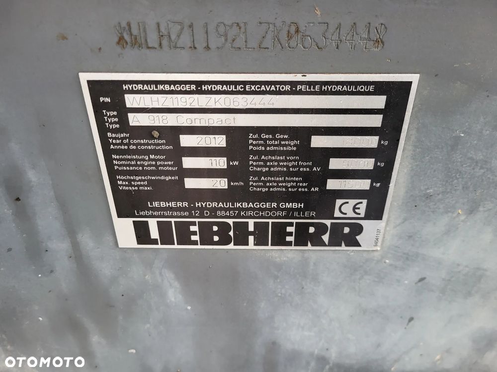 Liebherr A918 Compact / z Niemiec / Stan idealny / - 8