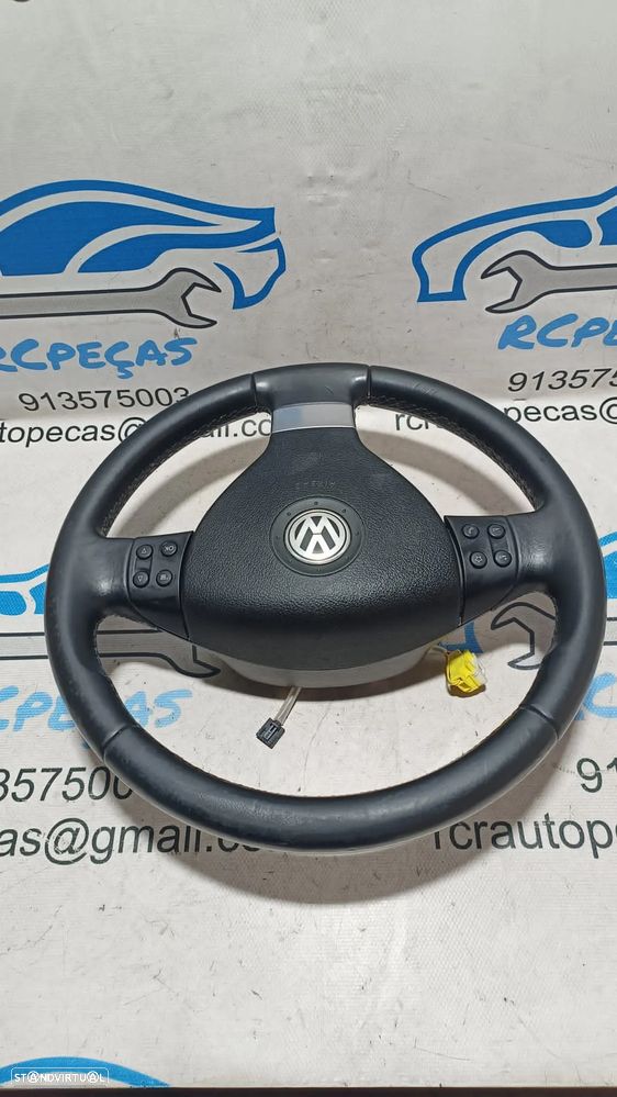 VOLANTE GUIADOR COMPLETO VW VOLKSWAGEN GOLF V 5 MK5 1K0419091AE 1K0419091 GOLF PLUS EOS PELE AIRBAG COMANDOS MULTIFUNÇÕES CONTROLO - 3