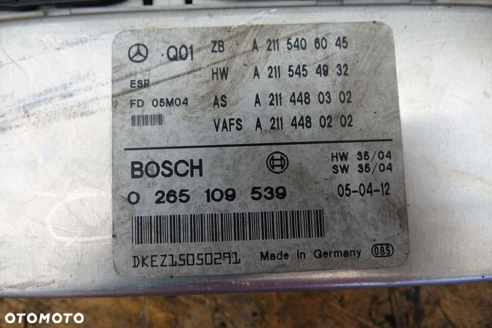 MODUŁ ESP MERCEDES W211 2002-2009 0265109539 - 2