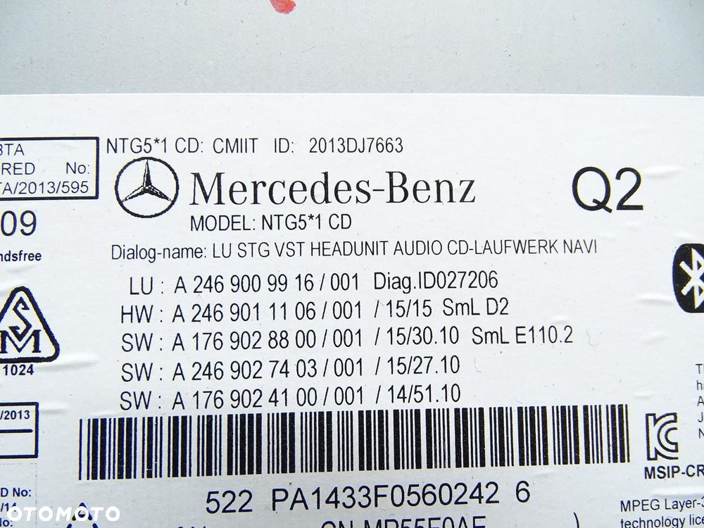 RADIO RADIOODTWARZACZ CD A2469009916 MERCEDES W176 W246 A B-KLASA - 9
