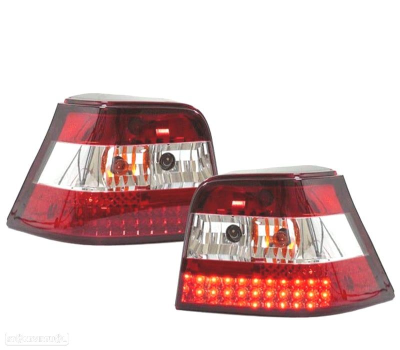 FAROLINS VOLKSWAGEN VW GOLF 4 97-03 LED + HALÓGENO VERMELHO CROMADO - 1