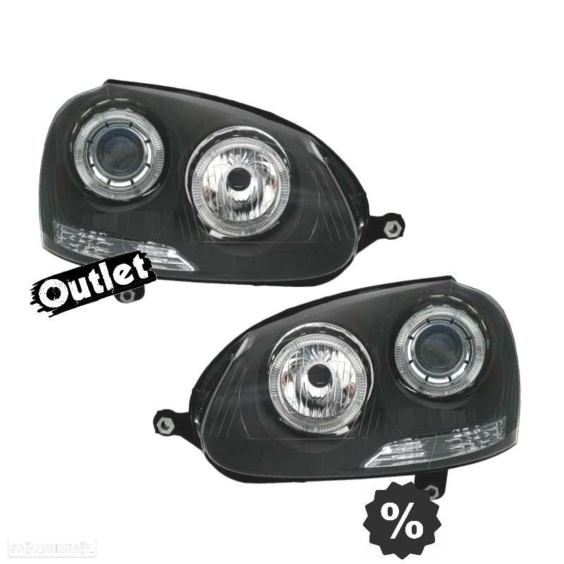 R145314C1 FARÓIS FRENTE ANGEL EYES VOLKSWAGEN VW GOLF V 5 FUNDO PRETO - 1