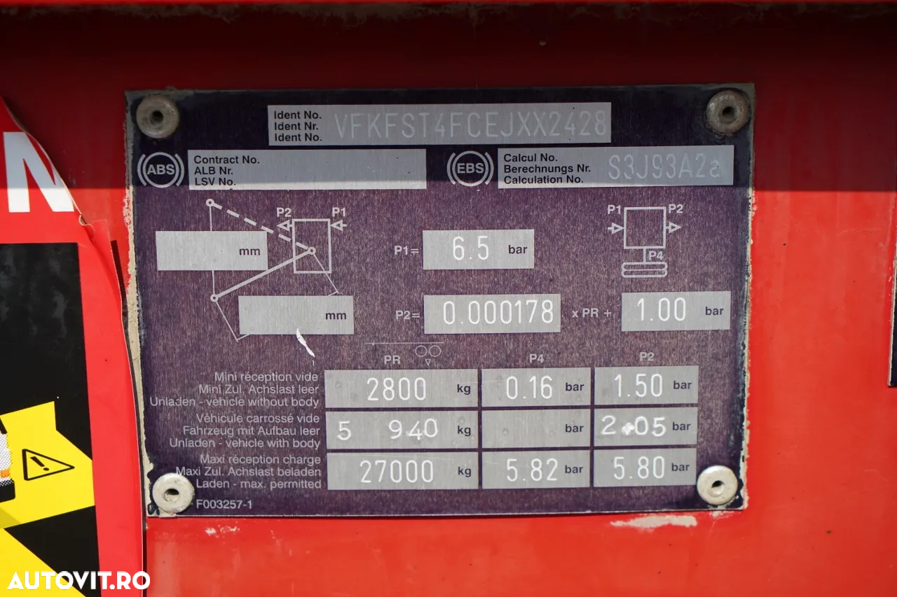 Fruehauf BASCĂLĂ FRUEHAUF DIN OȚEL / 28 m³ / HIDROCLASP / PRELATĂ AUTOMATĂ / AXĂ RIDICATĂ / - - 16