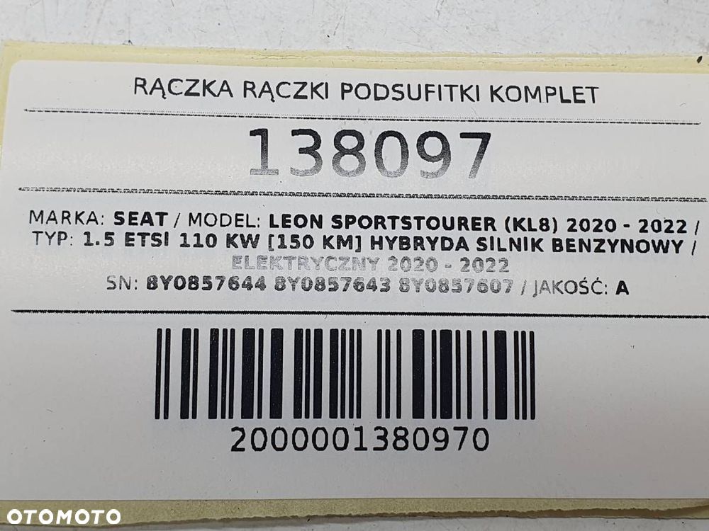 RĄCZKA RĄCZKI PODSUFITKI KPL LEON IV KOMBI EU 8Y0857607 8Y0857644 8Y0857643 - 6