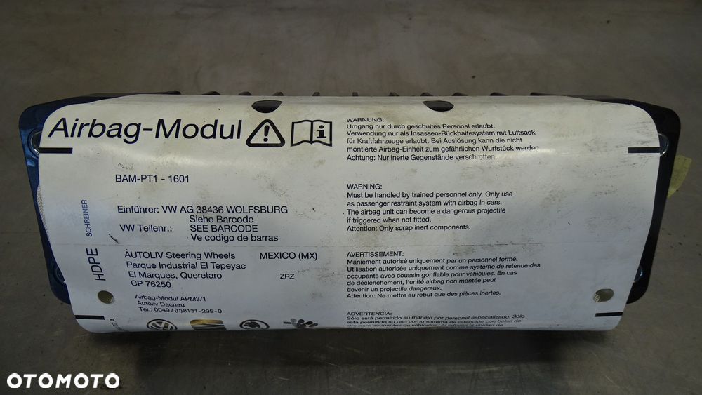 PODUSZKA PASAŻERA VOLKSWAGEN GOLF VI 1.6TDI - 1