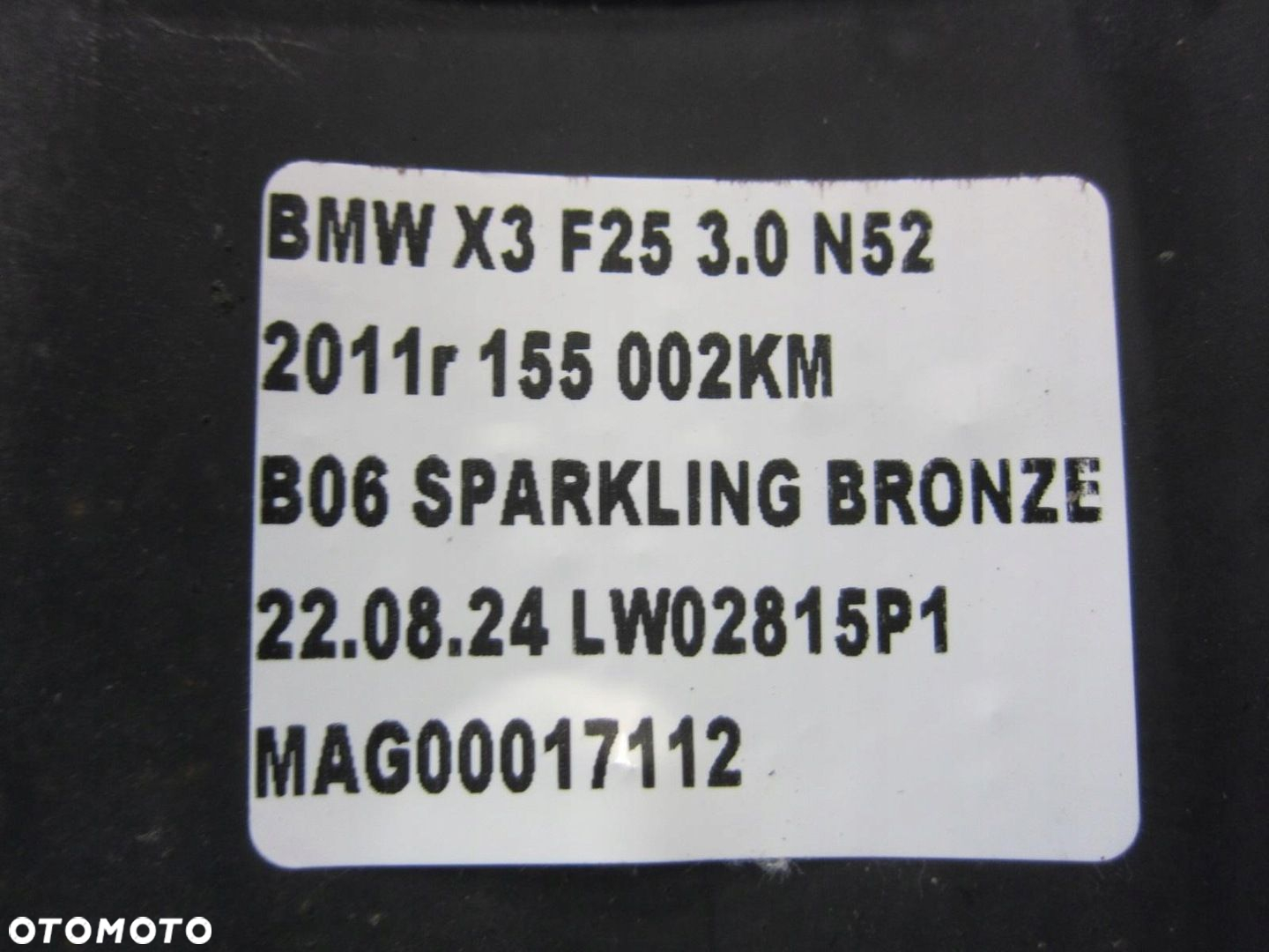 BMW X3 F25 F26 X4 LISTWA PROGOWA CZARNA PRAWA PRÓ PRAWY 7210080 51777210080 - 9