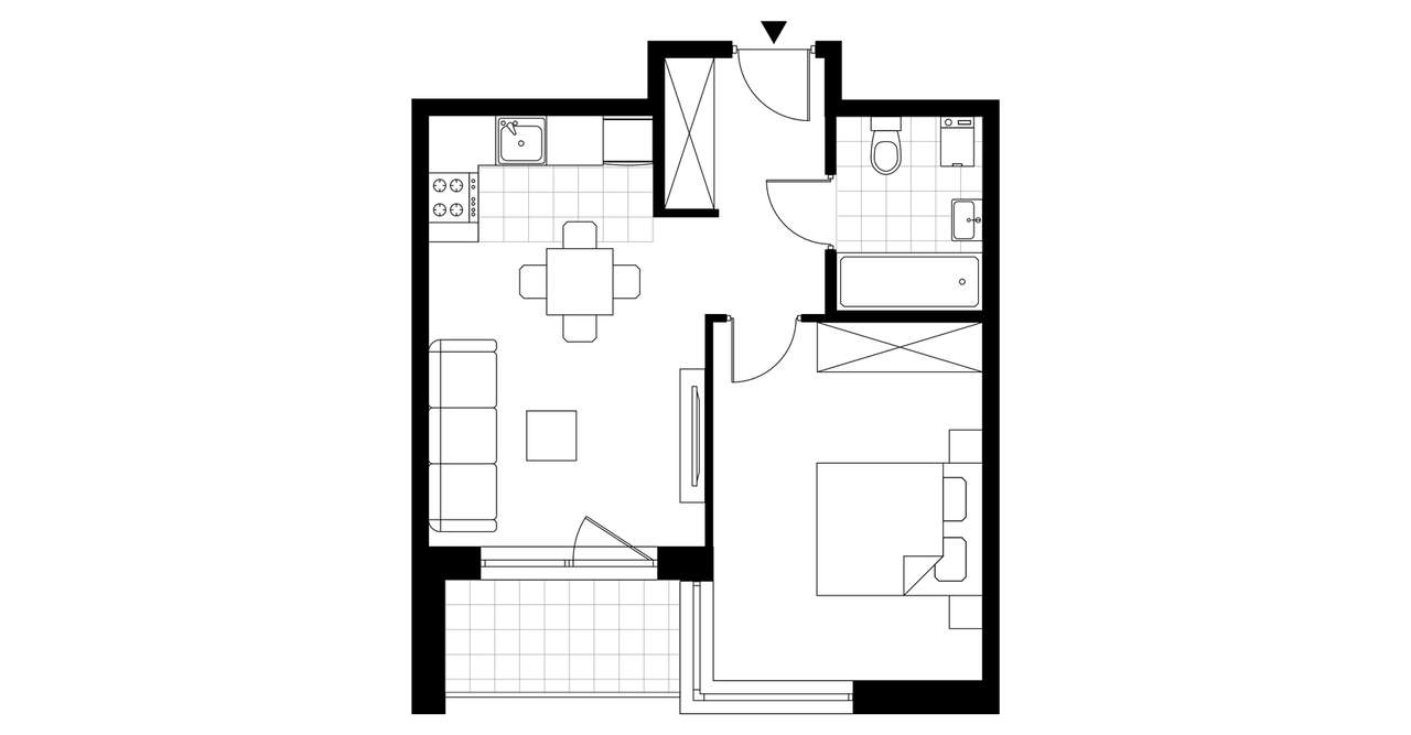 2-pokojowe mieszkanie 40m2 + loggia - Pełny obrazek: 4/24