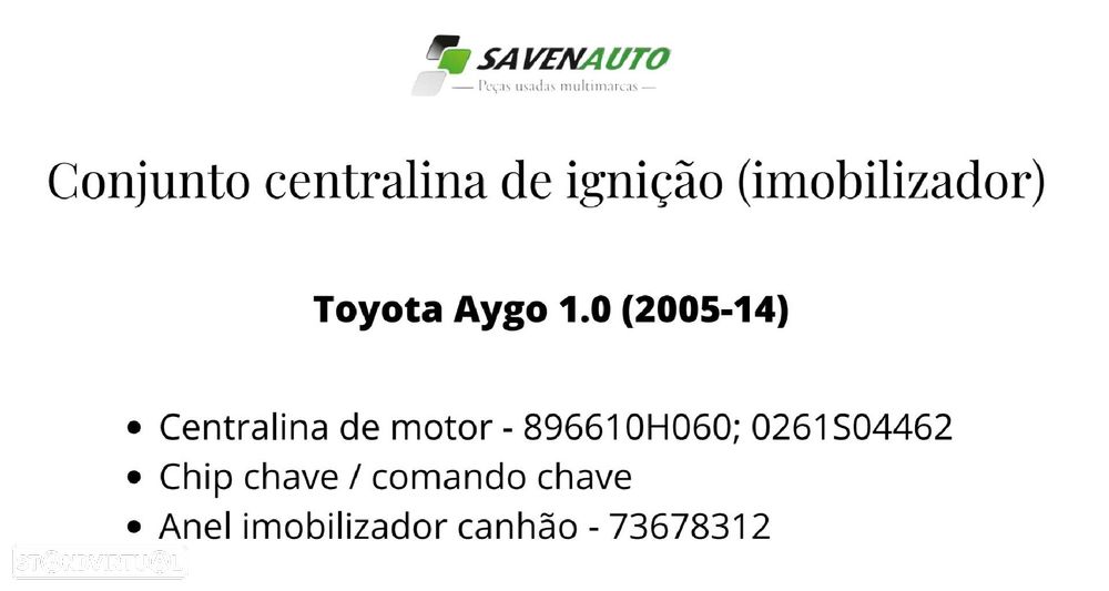 Conjunto Centralina De Ignição (Imobilizador) Toyota Aygo (_B1_) - 8