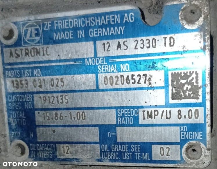 SKRZYNIA BIEGÓW ASTRONIC BEZ RETARDERA DAF XF EURO 6 12AS 2330 TD 15,86-1,00 AUTOMAT - 4