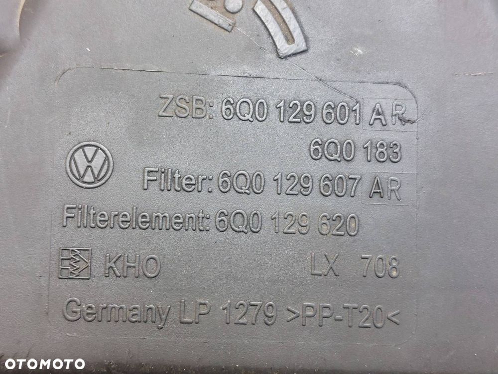 OBUDOWA FILTRA POWIETRZA PRZEPŁYWOMIERZ POLO IV 1.9 TDI 6Q0129601AR - 2