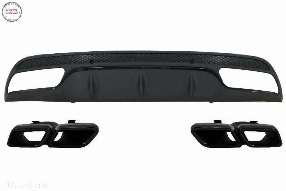 Difuzor Bara Spate cu Ornamente Mercedes C-Class W205 (2014-2020) C63 Design Negru- livrare gratuita - 1