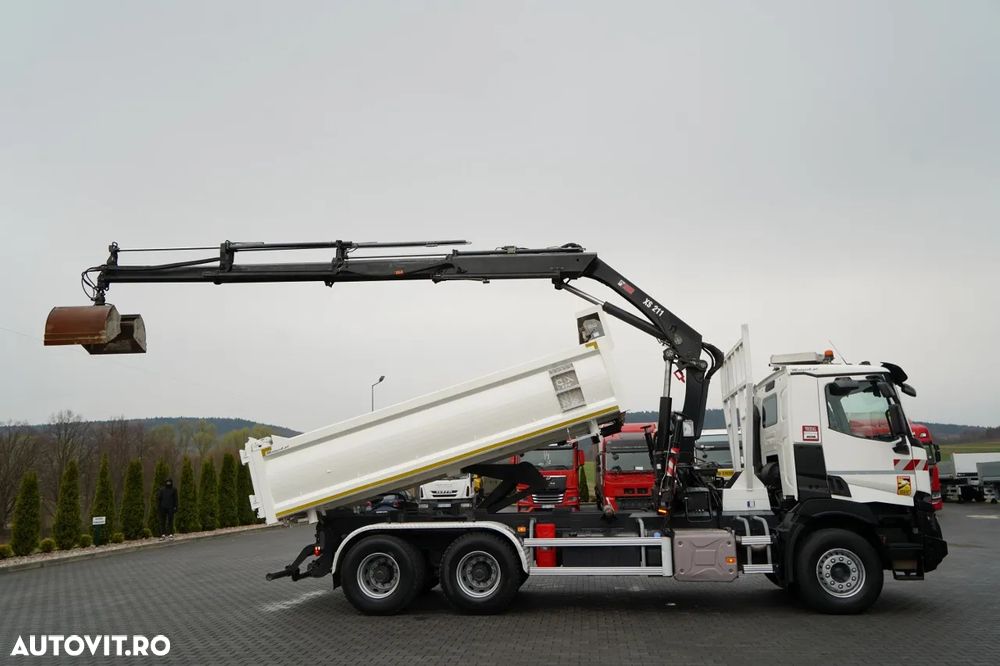 Renault C 430 / 6x4 / BASCUNĂ CU DOUĂ LATE / BASCUNĂ HIDRAULICĂ + HIAB 211 EP-3 HDS / EURO 6 / RADIOCOMANDĂ / ROTATOARE / CUPĂ - 6