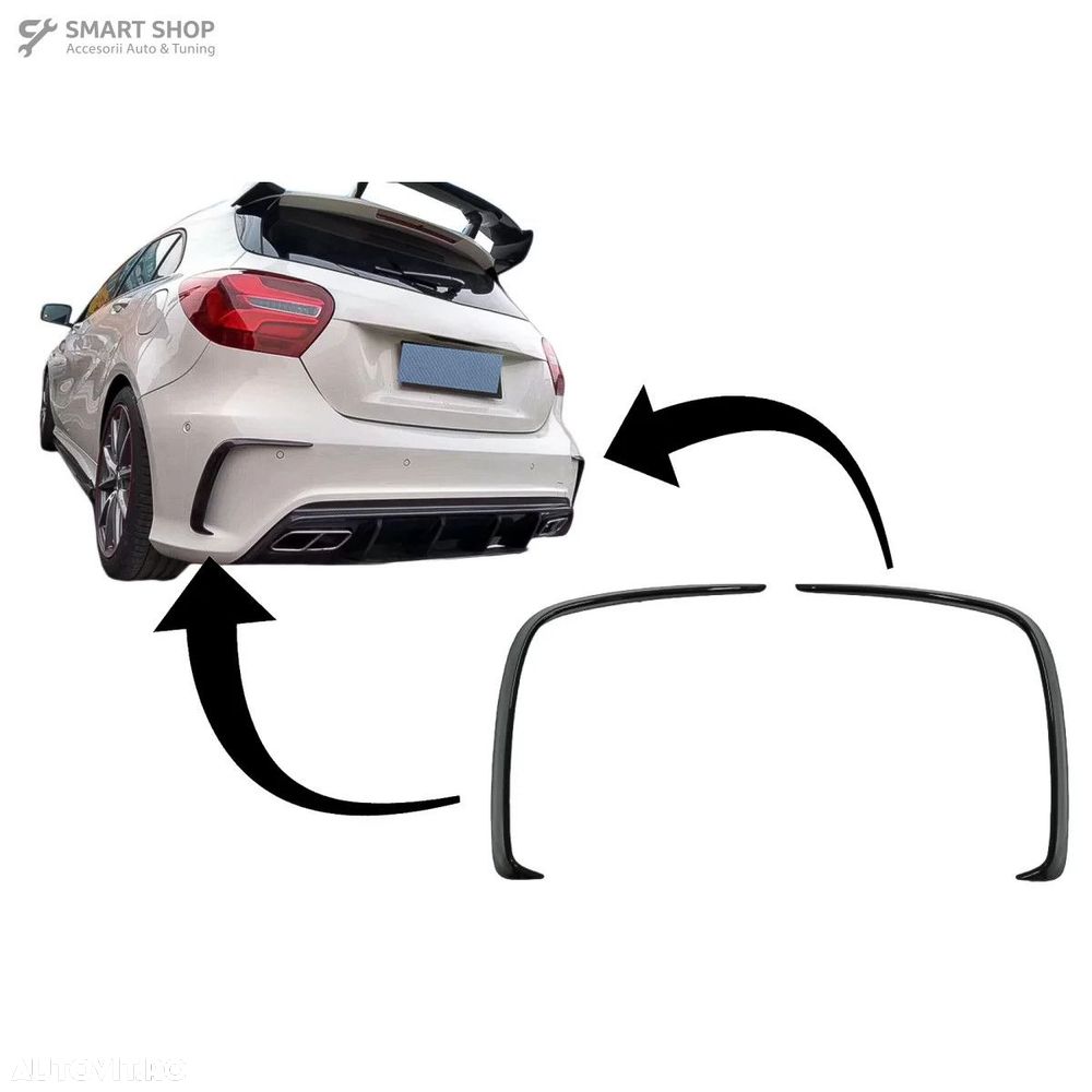 Ornamente Bara Spate Flapsuri Mercedes A-Class W176 (2012-2018) Negru - 1