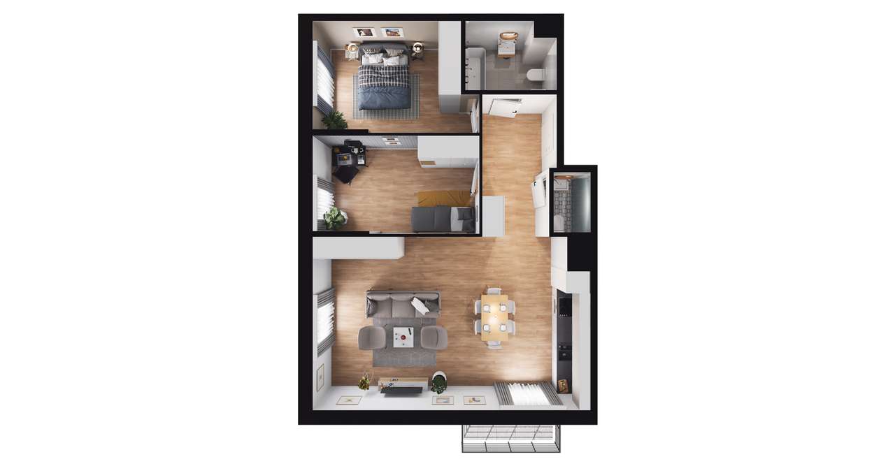 3-pokojowe mieszkanie 70m2 + balkon Bezpośrednio - Pełny obrazek: 3/13