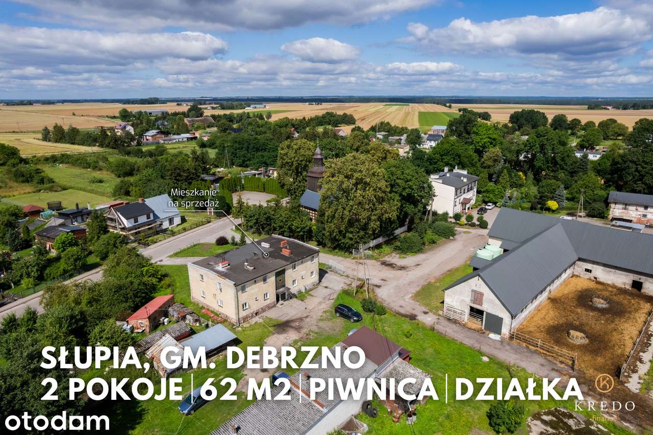 62,18 m² | 2 pokoje | Działka ok. 500 m² | Słupia, gm. Debrzno