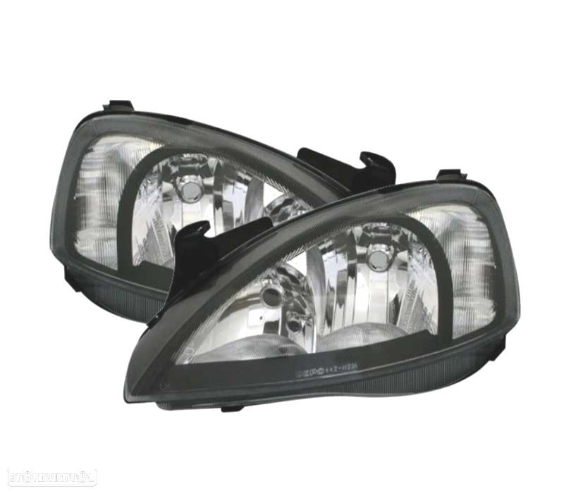 FARÓIS FRONTAIS PARA OPEL CORSA C FUNDO PRETO - 1