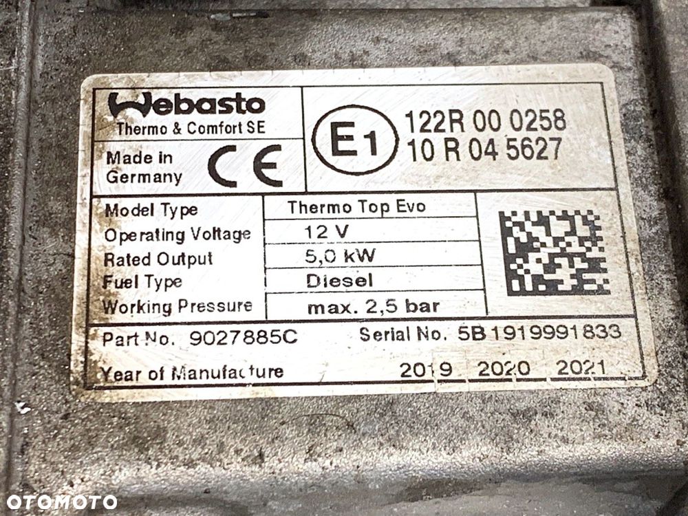 WEBASTO  BMW X5 (G05, F95) 2018 - xDrive 30 d 195 kW [265 KM] olej napędowy 2018 - 2020 9027885C - 4