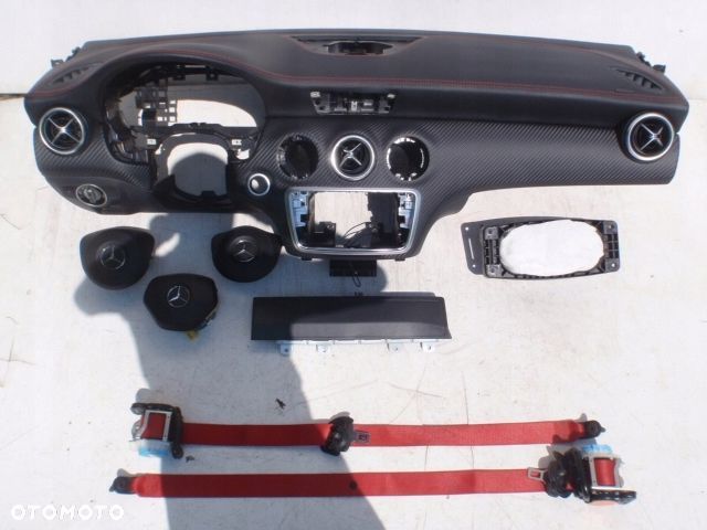 MERCEDES A W176 AMG DESKA SKÓRA CZERWONA NIĆ KONSOLA KOKPIT PULPIT PÓŁKA PARAPET AIRBAG PODUSZKI POWIETRZNE KIEROWCY PASAŻERA PASY PAS naprawa regeneracja Raz2 !!! - 1